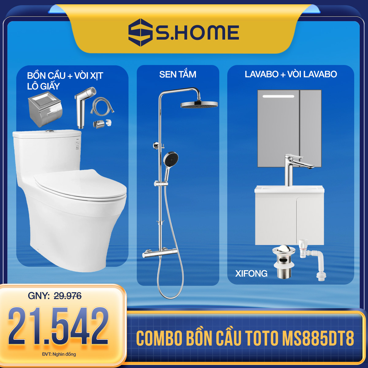 COMBO BỒN CẦU TOTO MS885DT8